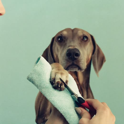 A dog's paw having its nails clipped